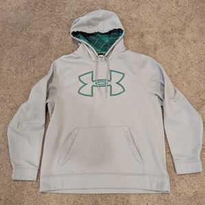 Under Armour Men's Large Pullover Hoodie Sweatshirt Grey And Green